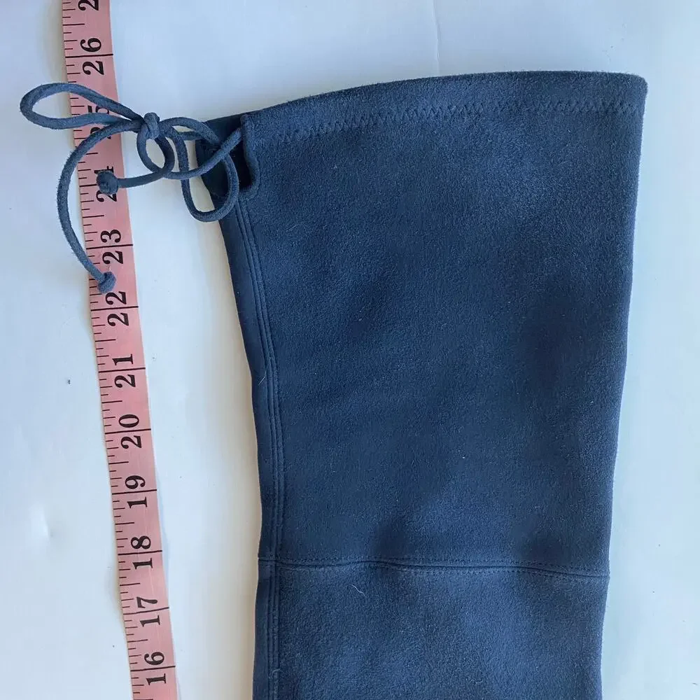 Stuart Weitzman Suede Blue Over the Knee Tie Model Heeled Boots Size 6.5